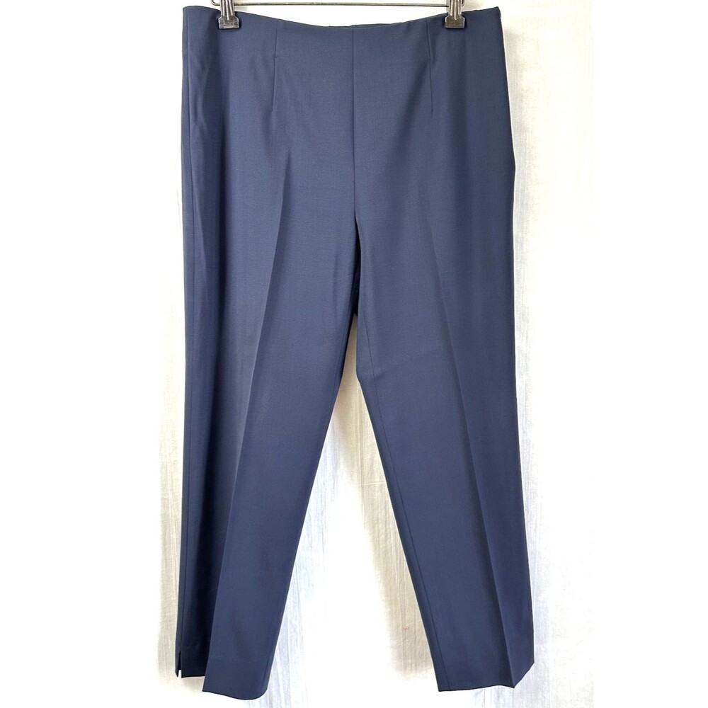 Lavia 18 by Piazza Sempione Navy Wool Stretch Flat Front Cropped Pants Sz 8/44